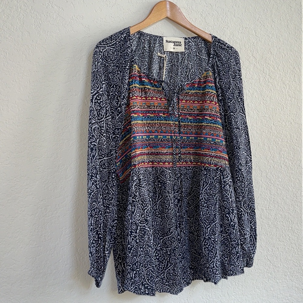 NWT Curvy Savanna Jane Boho Embroidered Top - Picture 5 of 9